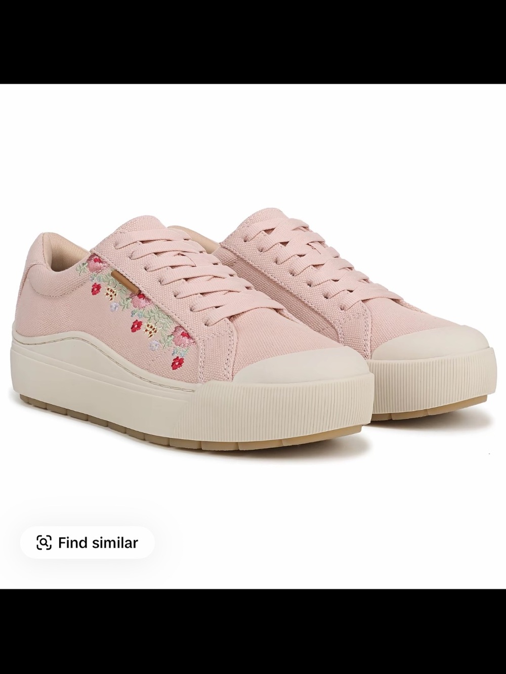 Dr. Scholl's Pink Floral Embroidered Platform Sneakers sz 6 women